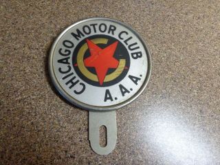Vintage Chicago Motor Club Aaa License Plate Topper - Made By Exite Corporation