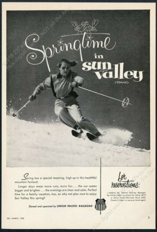 1958 Sun Valley Ski Area Woman Skier Skiing Photo Vintage Print Ad