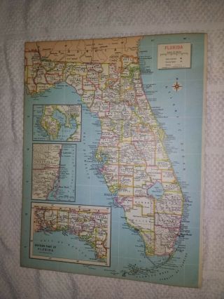 1967 Map Of Florida - Inset Maps Of Tampa Miami & Western Part Of Florida