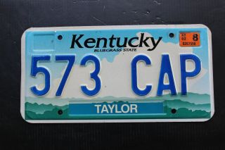 Kentucky Taylor County License Plate Bluegrass State 573 Cap