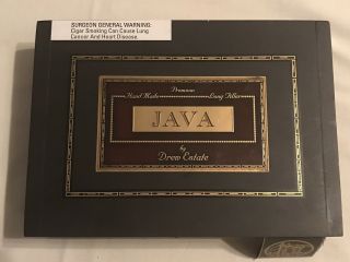 Java Corona Maduro By Drew Estate Premium Empty Black Wooden Cigar Box W/ De Tag
