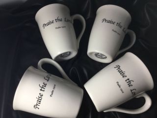 Coffee Mugs With Scripture Feed On The Word Psalm 150:6 Porcelain (set Of 4)