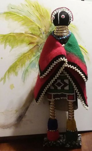 Handmade Colorful African Ndebele Beaded Fertility Doll 18 & 1/2 In Tall
