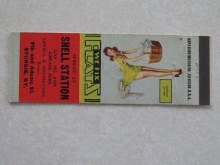 K118 Vintage Matchbook Cover Girlie Shell Station Sturgis Ky Kentucky