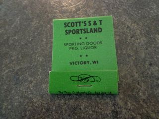Old Matchbook Victory Wisconsin Wi Scott 