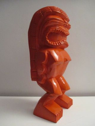 Vtg Large 1960 ' s Hand - carved Monkey Pod Wood HAWAIIAN TIKI Statue Fertility God 5