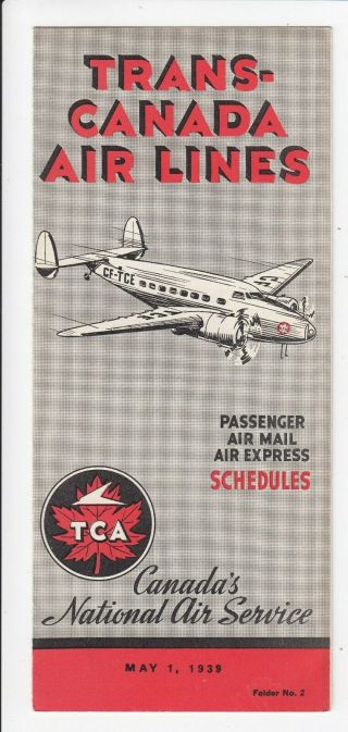 Tca Trans - Canada Air Lines Schedules May 1939