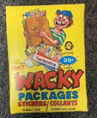 Very Rare 1987 Topps Opc Vintage Wacky Packages Yellow Full Box,  36 Packs