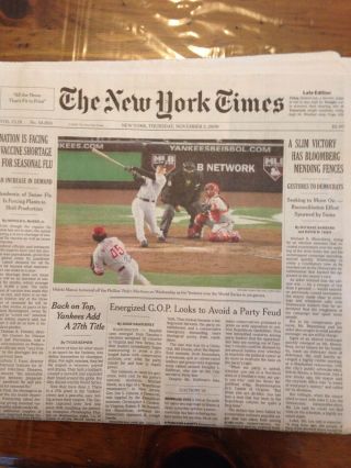 York Times Ny Yankees World Series Win 2009