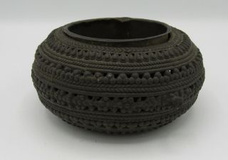 Antique West African Brass Tribal Slave/currency Bracelet Openwork Bowl 4.  5” Dia