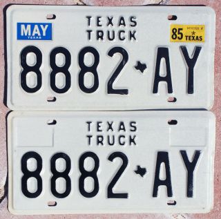 1985 Texas Truck License Plates 8882 - Ay - - - Square Body Chevrolet Gmc C10