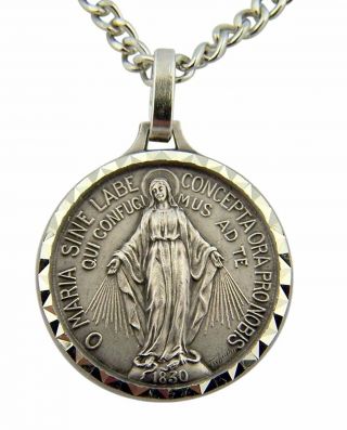French Nickel Silver Our Lady Of Grace Miraculous Medal,  1 Inch