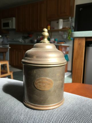 Vintage Holland - Amerika Lijn Ss Nieuw - Amsterdam Brass Tobacco Box W/lid