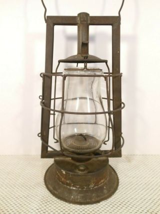 Antique F O Dewey 0 Tubular Hot Blast Mill Lantern - Industrial Watchmans Lamp