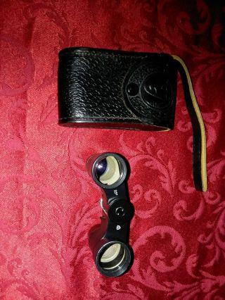 Vtg Russian Made In Ussr 2,  5 X 25 (opera/theatre) Blk Binoculars W/ Leather Case
