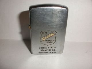 Vintage Zippo Lighter Us Quality Enameled Ware Stamping Co Moundsville W Va