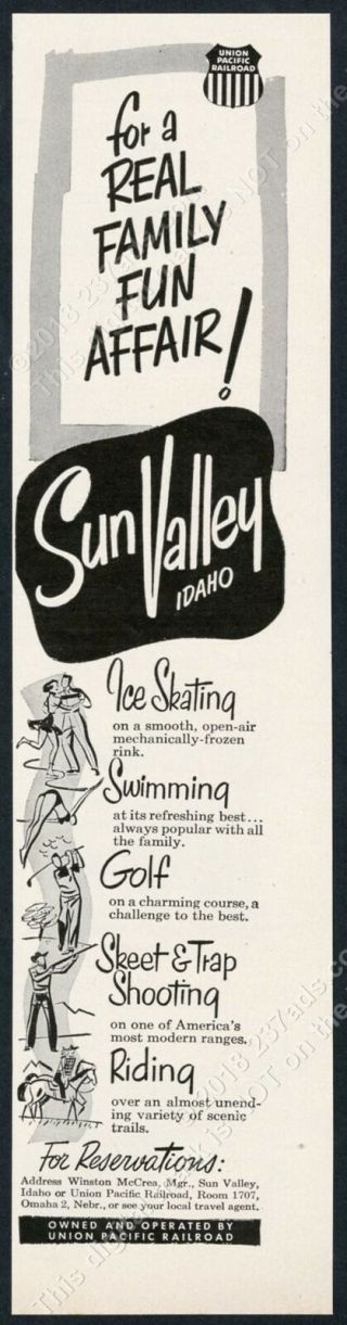 1952 Sun Valley Ski Area Real Family Fun Affair Vintage Print Ad