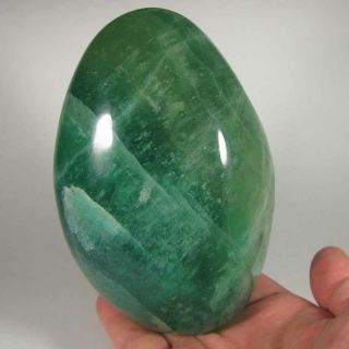 5.  2 " Green Fluorite Polished Crystal Standup Display - Madagascar - 3.  5 Lbs.