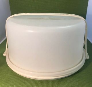 Vintage Tupperware Round Cake Taker Cream 12x6 Cake Opening With Handle (d12)