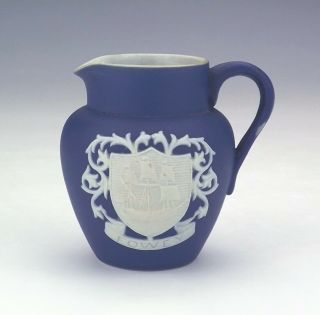 Antique Adams Pottery - White On Cobalt Blue Jasperware - Fowey Miniature Jug
