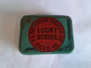 Vintage R.  Patterson Tobacco Co.  Lucky Strike Cut Plug Empty Tin Can - Richmond,  Va