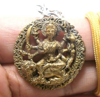 Durga Umadevi Parvati Kali Real Amulet Hindu Goddess Deity Pendant Rope Necklace