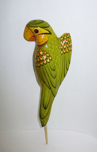 Vintage Lacquered Paper Mache Parrot Macaw Bird Mexico Folk Art