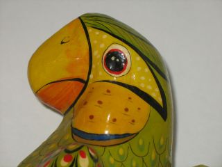 Vintage Lacquered Paper Mache Parrot Macaw Bird Mexico Folk Art 4