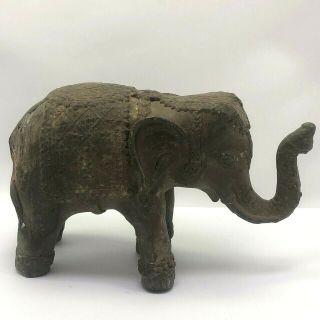Collectible Khmer Antique Relic Bronze Elephant Statue Buddhism Cambodia 14th C