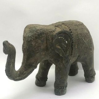Collectible Khmer Antique Relic Bronze Elephant Statue Buddhism Cambodia 14th C 4