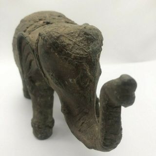 Collectible Khmer Antique Relic Bronze Elephant Statue Buddhism Cambodia 14th C 5