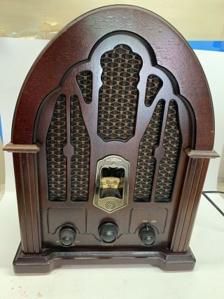 Vintage Styled Ge Am/fm Stereo In Wood Case - Modern Am/fm Radio Antiqued