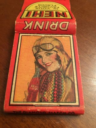 Rare Vintage 1930’s Matchbook Nehi Beverage Cola Soda Pop Drink Female Aviator