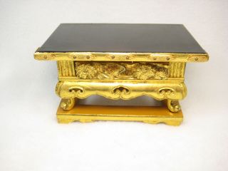 Antique Japanese 110 Year Old Buddhist Altar Stand Offering Table Gold Lacquer