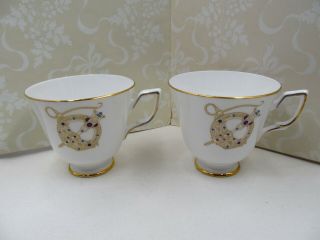 Vintage Royal Tara Fine Bone China 2 Tea Cups,  Royal Tara Brooch Tea Cups,  Made