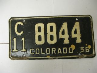 1956 56 Colorado Co License Plate C11 8844