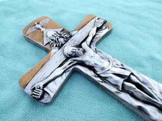 Wall Hanging Cross Holy Trinity Father Son Holy Spirit Crucifix Silver 10.  25