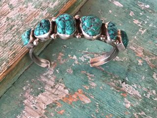 Billy Platero Navajo Silver And Turquoise Bracelet N R