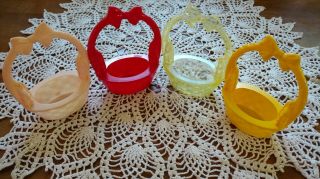 4 Vintage Rosbro Plastic Easter Baskets 6 "