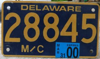 2000 Delaware Motorcycle License Plate 5 Digit Recent 4 X 7 " Size Hi Quality