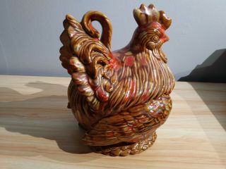 Vintage Chicken Cookie Jar Atlantic Mold Glazed Ceramic 10 