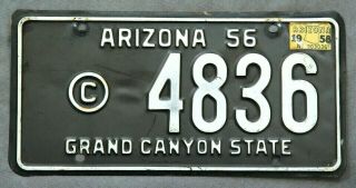 Arizona 1956.  1958 Sticker.  Government.  License Plate.