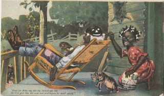S21 1356 Vintage Halloween Postcard Jocular Jinks Black Americana C 1910