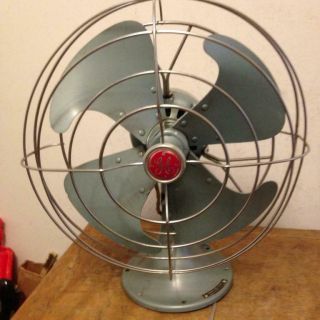 Vintage General Electric Fm12v43 14 " Vortalex 3 - Speed Oscillating Metal Fan
