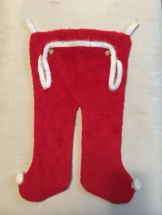 Vintage Christmas Stocking - Red Fuzzy Santa Pants - Double Snap Flap Closure
