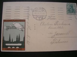 1912 Hamburg Cover With Poster Stamp Rare