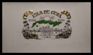 Antique Embossed Cigar Box Label Flor Fina Isla Cuba Marca Preferida