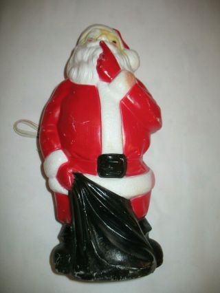 Vintage Empire Blow Mold Santa W/ Bag 1971 Sshh Quiet Lighted 13 " Christmas