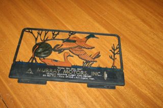 Vintage License Plate Topper Cover Rare Old Advertising Business Sign Ducks