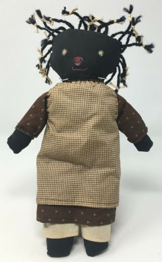 Vintage Cloth Doll Handmade Black Americana Folk Art Doll Button Nose